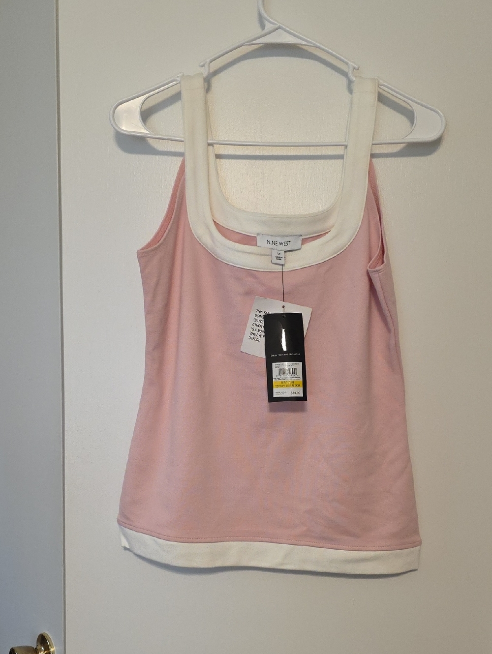 NWT Nine West Light Pink Tank with White Trim